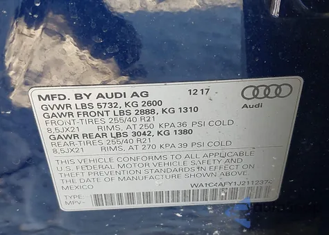 2018 Audi Sq5 3.0T Premium Plus z USA, uszkodzony, nr VIN WA1C4AFY1J2112374